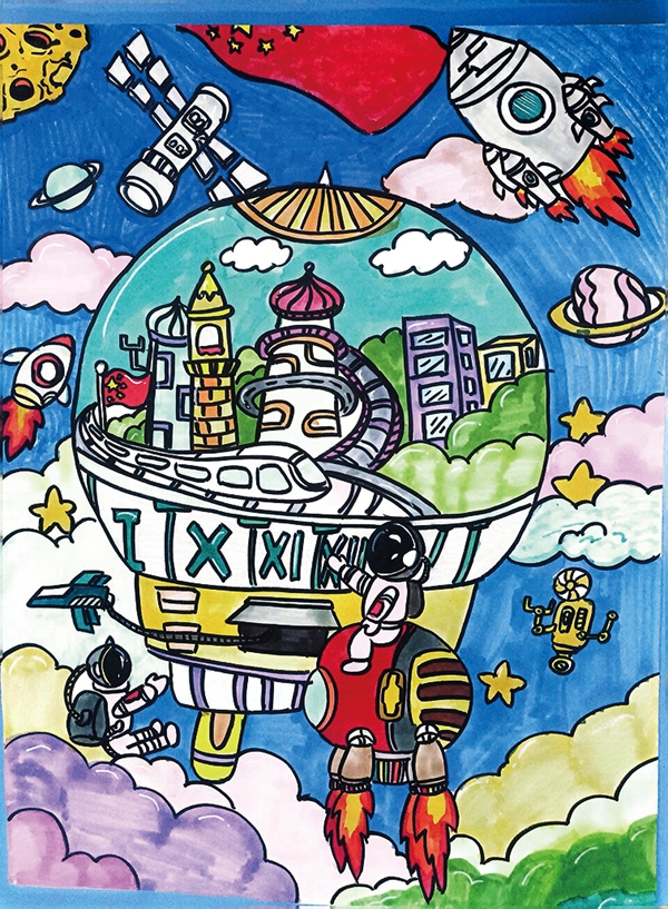 66be5c8810324c31a8289fdeafa1f1f8.jpg 《未来的世界》+学生姓名:彭浩洋+班级:四年九班+指导教师:刘瑞芳.jpg